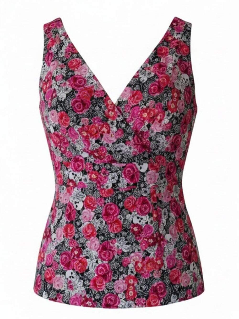 Torrid Skull Floral V-Neck Tank Top